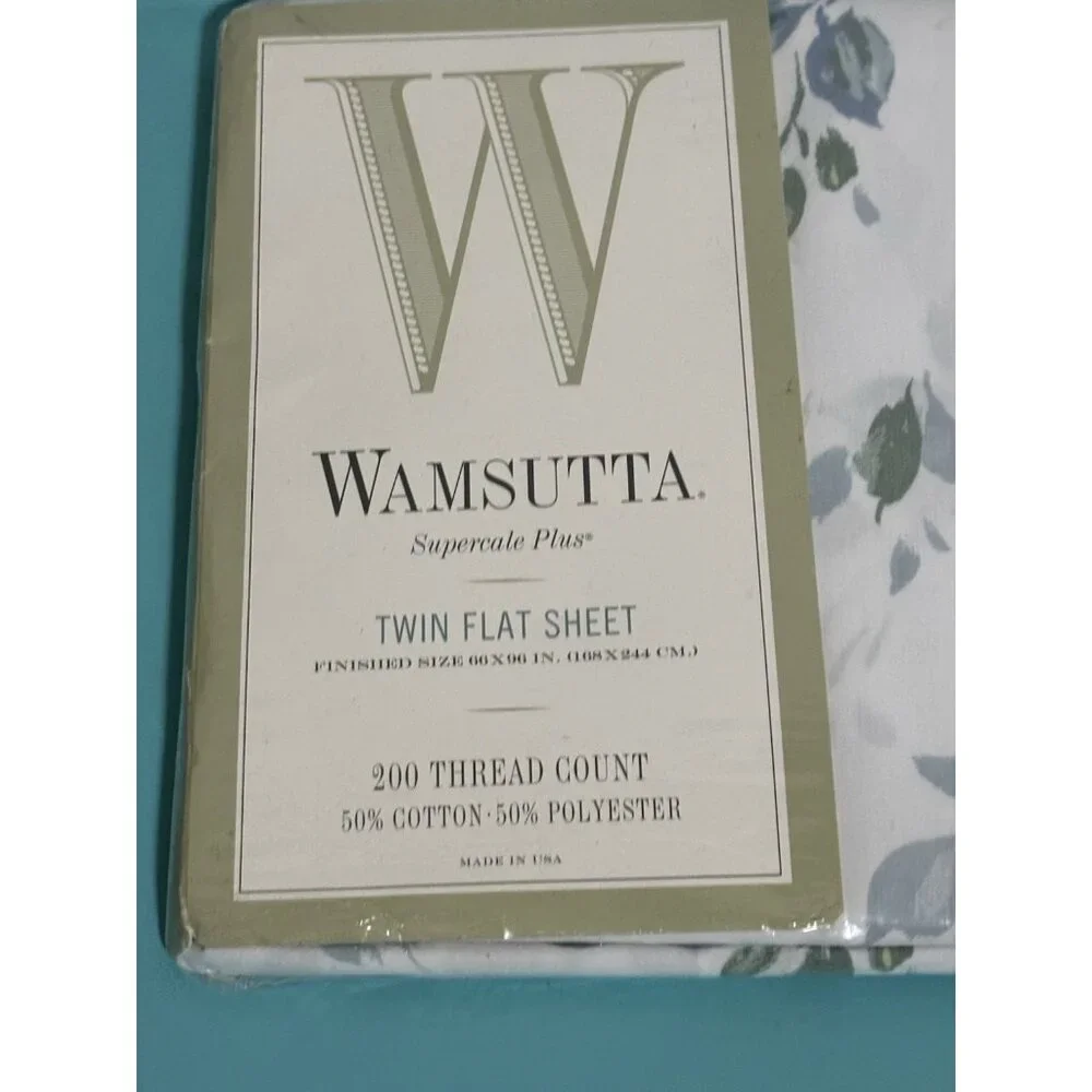 Wamsutta Supercale Plus Twin Flat Sheet‎ Hanna Green Floral 200 TC Cotton Blend